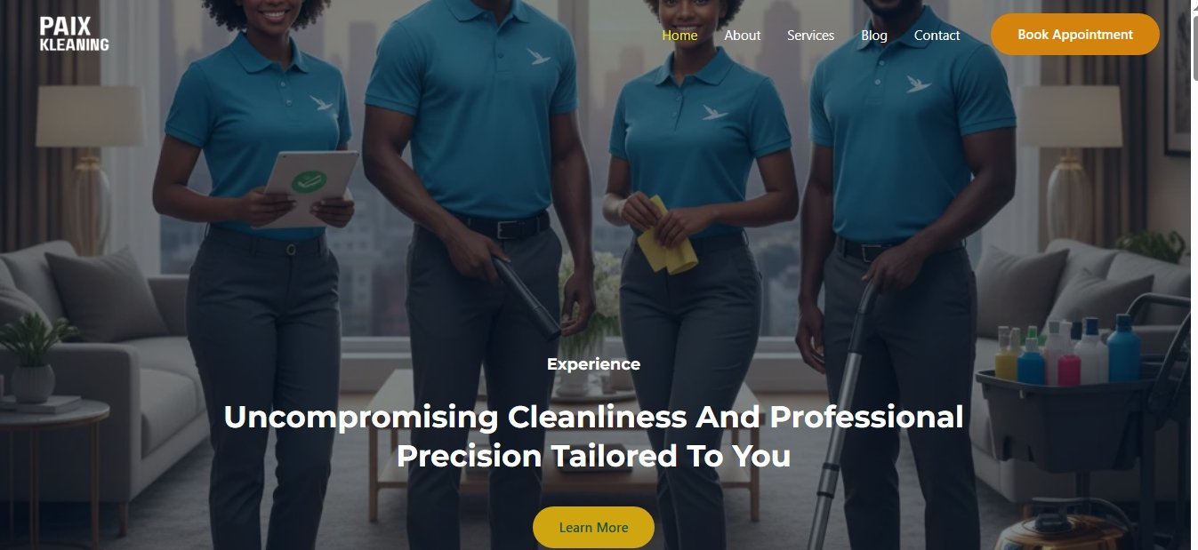 Paix Cleaning Services website designed by Gateway Computers
